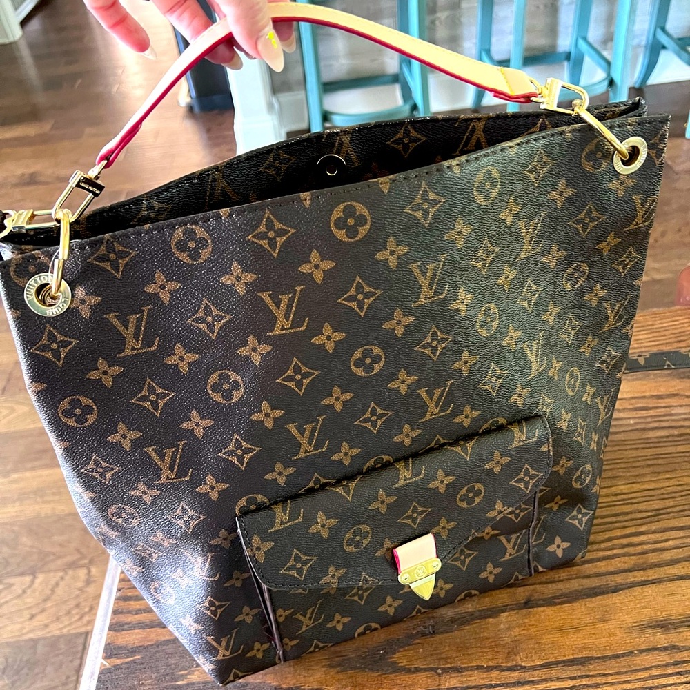 Brown Monogram Shoulder Hobo Handbag
